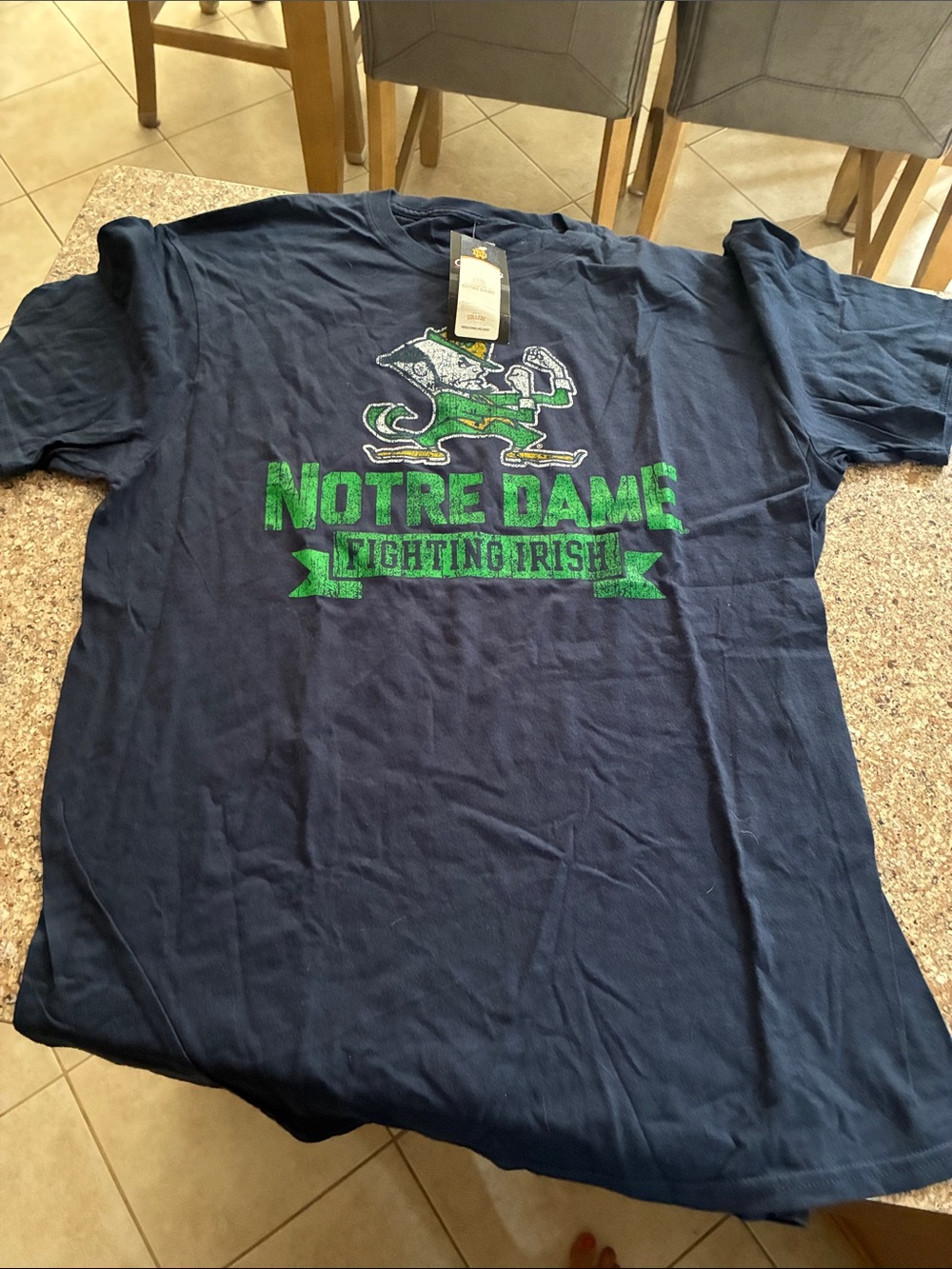 Colosseum Navy T-Shirt with Green Fighting Irish Graphic